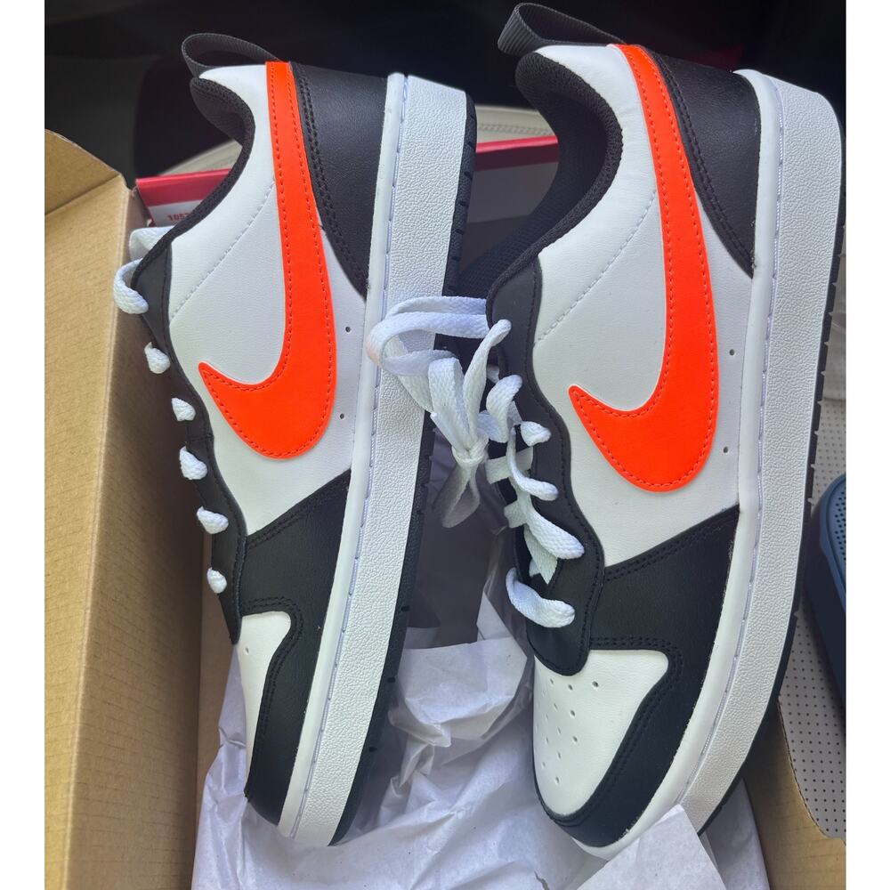 Nike Court Borough Low 2 GS White Black Orange Swoosh Kids 7Y / Womens 8.5 Brand